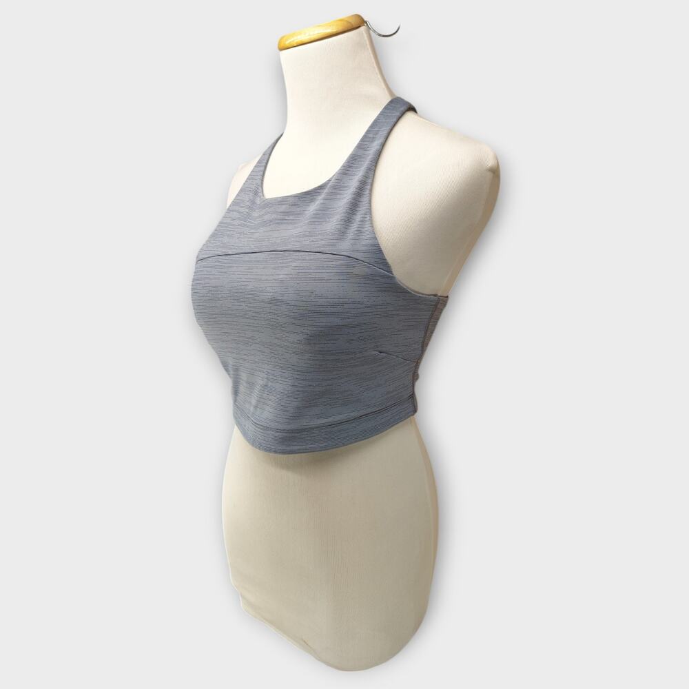 Womens Outdoor Voices Blue Gray Cropped Top Sport Bra Built In Padding